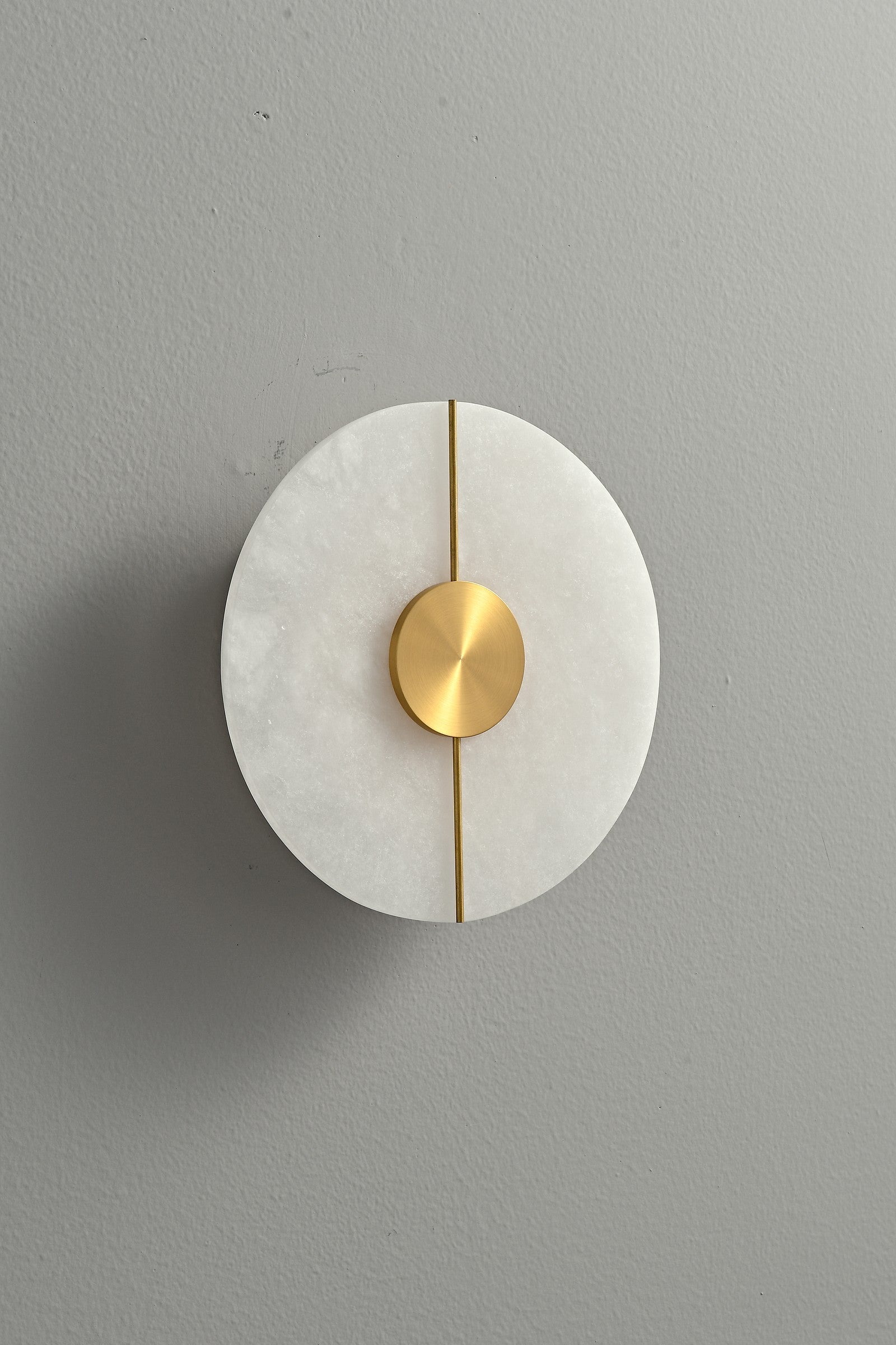 Modern Snowflake Alabaster Round Wall Sconce in Natural Brass - 12 12-real-pair-wide
