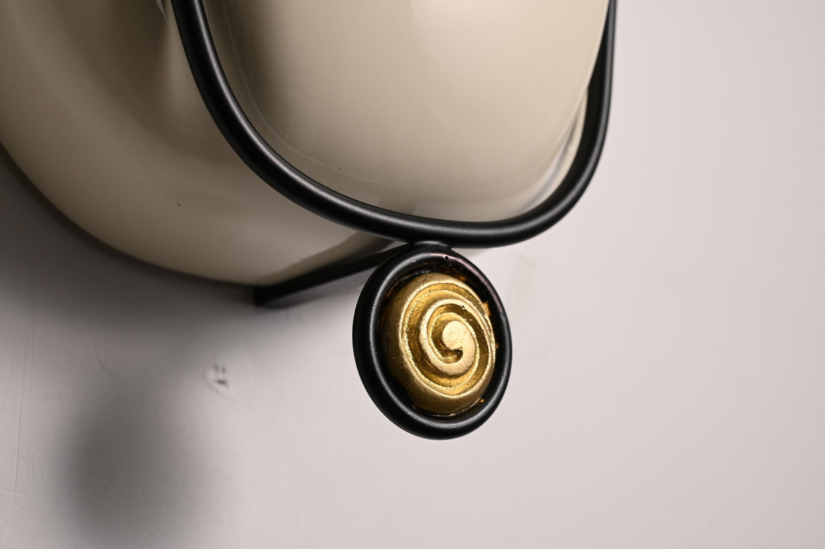 Modern Ceramic Cup Wall Sconce with Brass Accent - 12 12-real-shot-ceramic-cup-wall-sconce-side