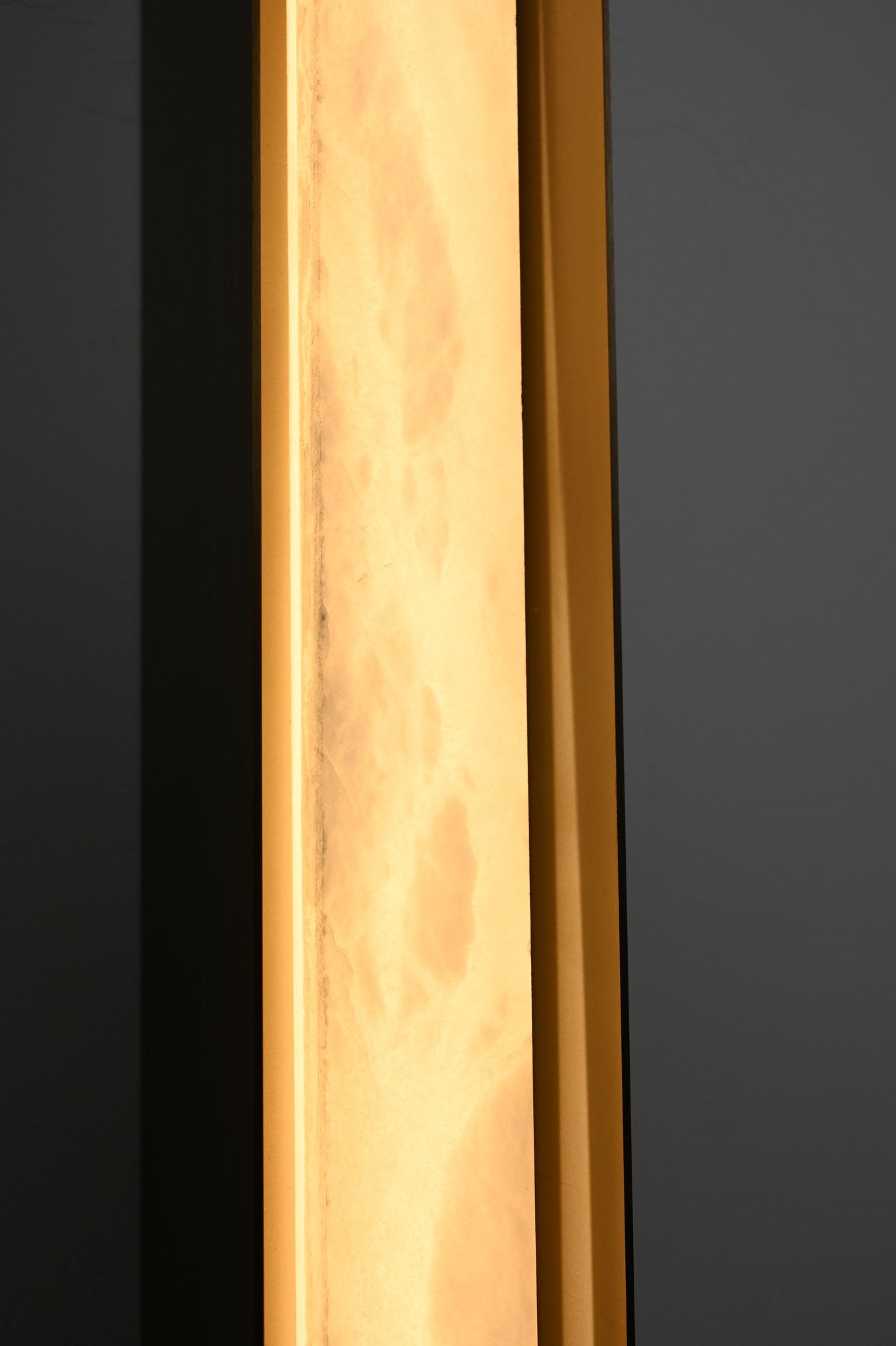 Modern Spanish Alabaster Linear Wall Sconce in Antique Brass - 12 12-real-shot-wall-sconce-finish-detail