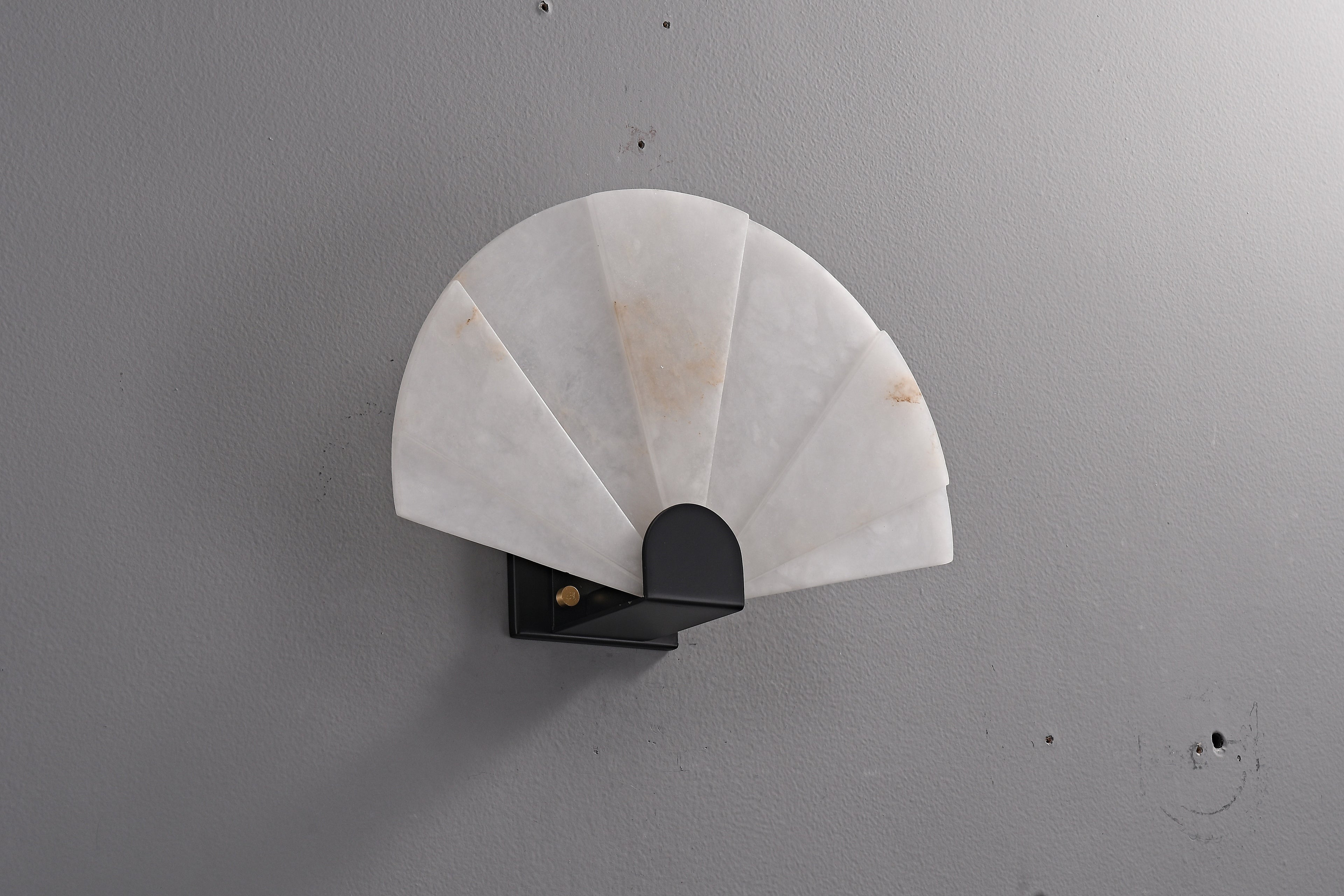 Modern Snowflake Alabaster Fan Wall Sconce in Matte Black - 12 12-real-wall-off
