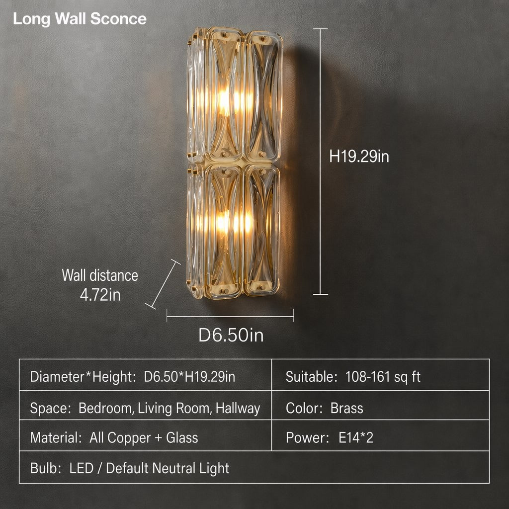 Modern Crystal Glass Wall Sconce - 12 12-sku-long-wall-sconce