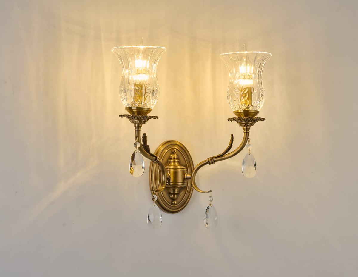 Supplier real alternate angle of the complete Vitrelaine two-light wall sconce