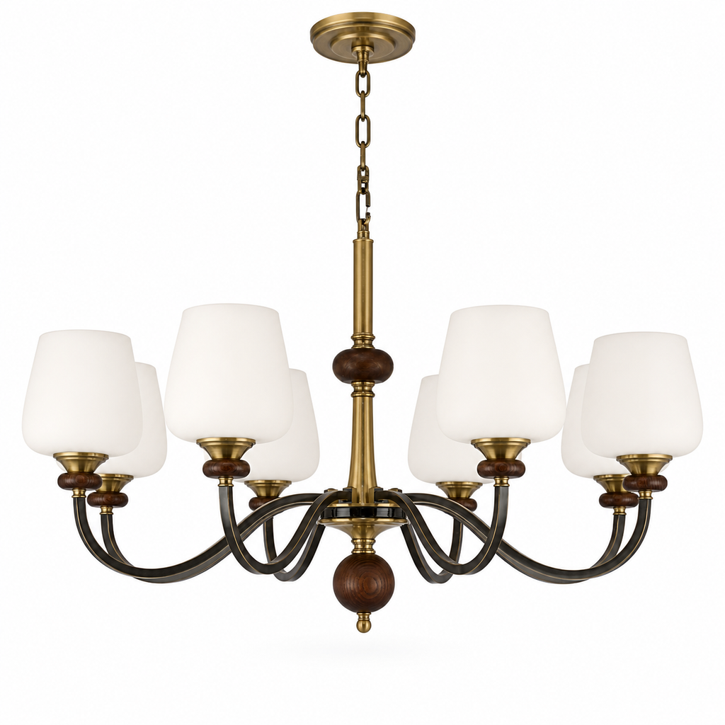 Complete Wetherby eight-light chandelier on pure white