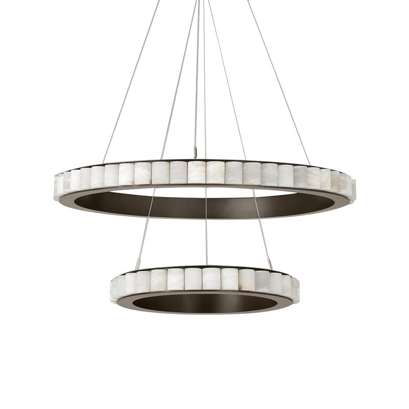 Modern Alabaster Ring LED Pendant Chandelier - 23 12-white-background-chrome-double-ring-pendant