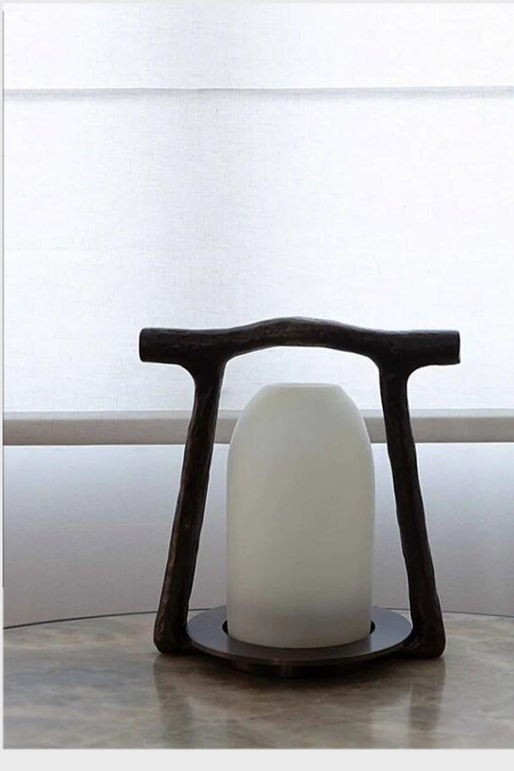 Sculptural Alabaster and Cast Brass Table Lamp — complete real window unlit source