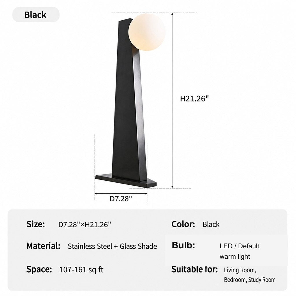 Modern Tapered Globe Table Lamp - 12 1225-sku-black-glass-shade