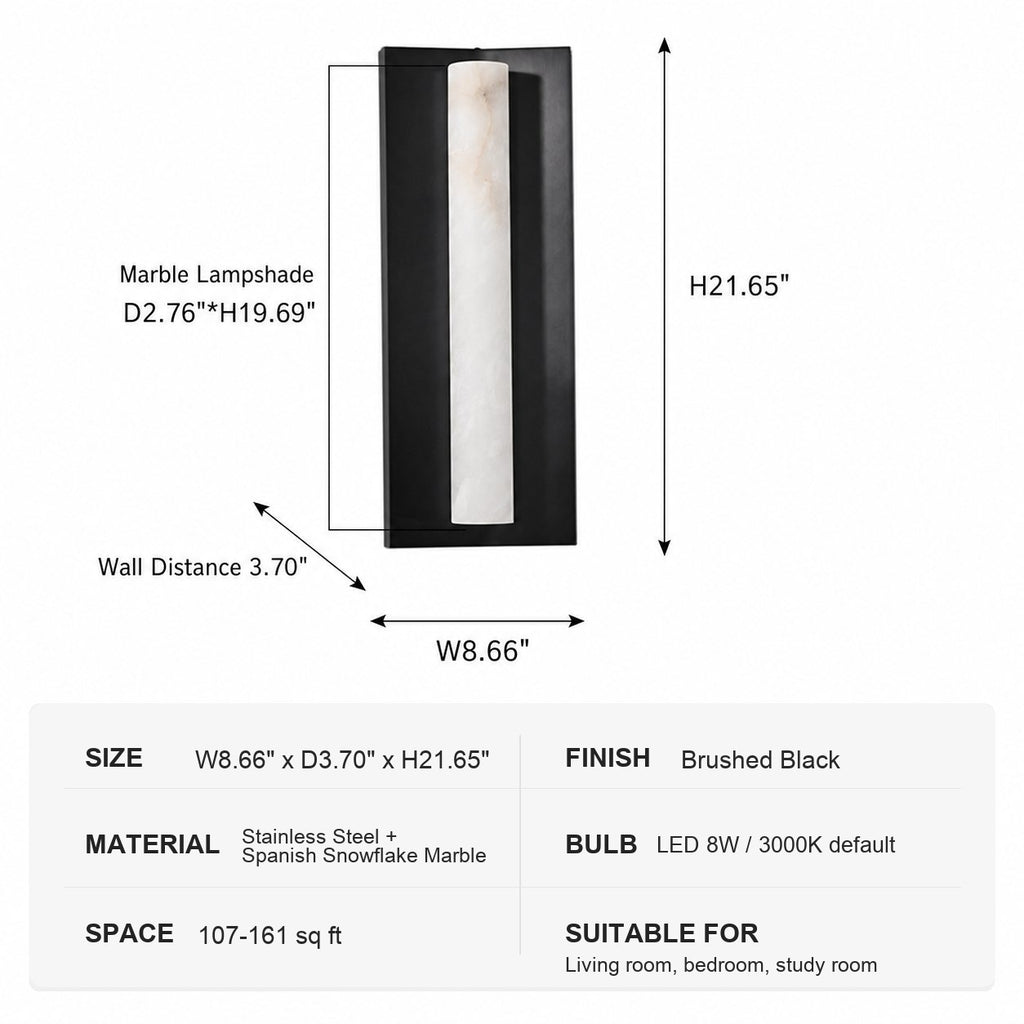 Modern Spanish Snowflake Marble Wall Sconce - 08 1226-sku-brushed-black-marble-wall-sconce