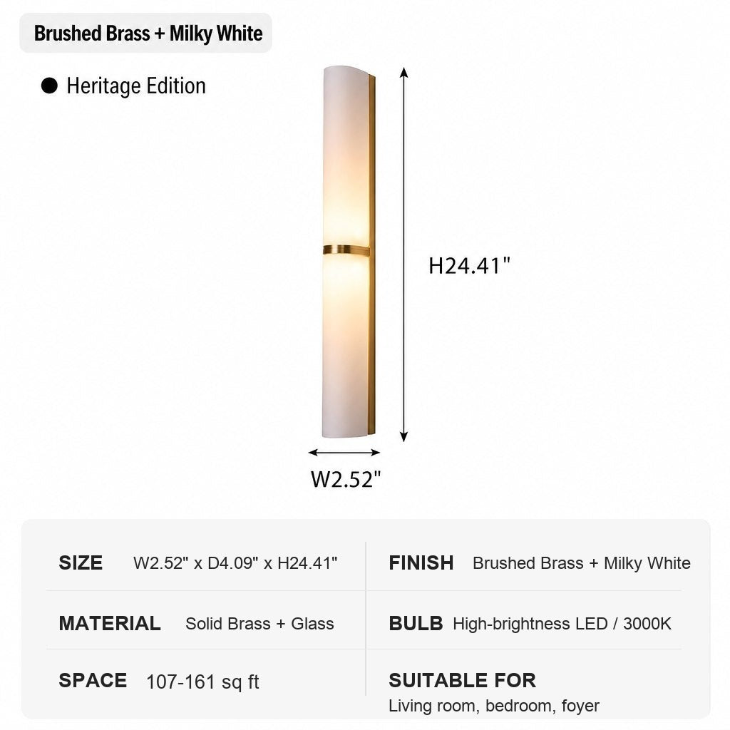 Modern Brushed Brass Milky Glass Wall Sconce - 09 1227-sku-brushed-brass-milky-white