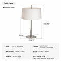 Modern Satin Nickel Off-White Fabric Lamp - 10 1228-sku-table-lamp-satin-nickel-off-white
