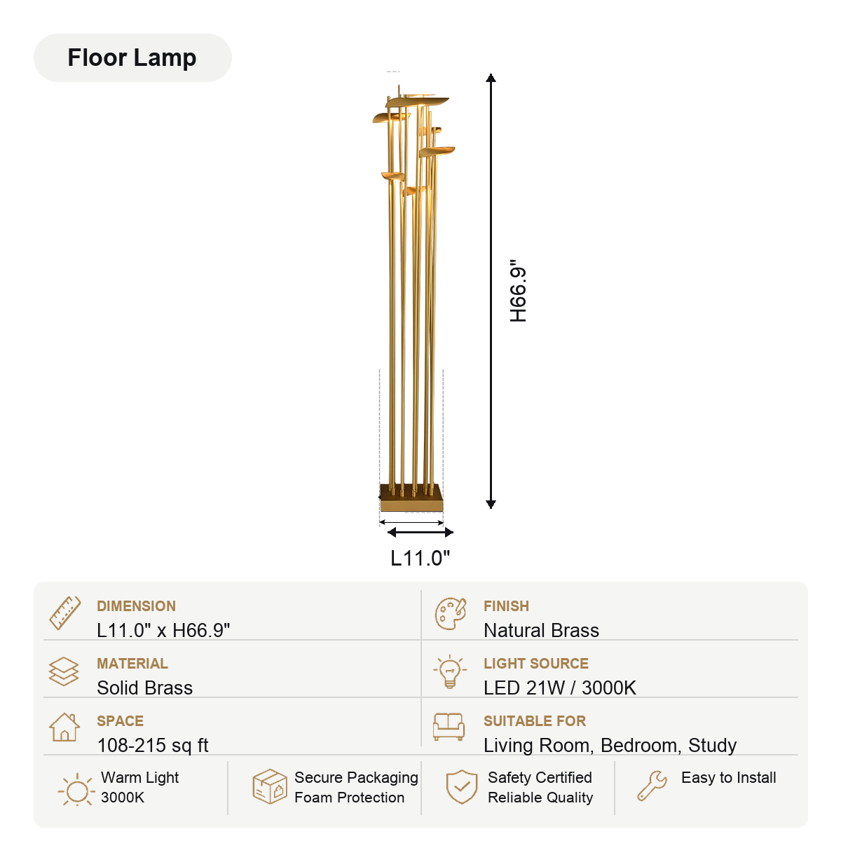 Modern Multi-Head Copper LED Table and Floor Lamp