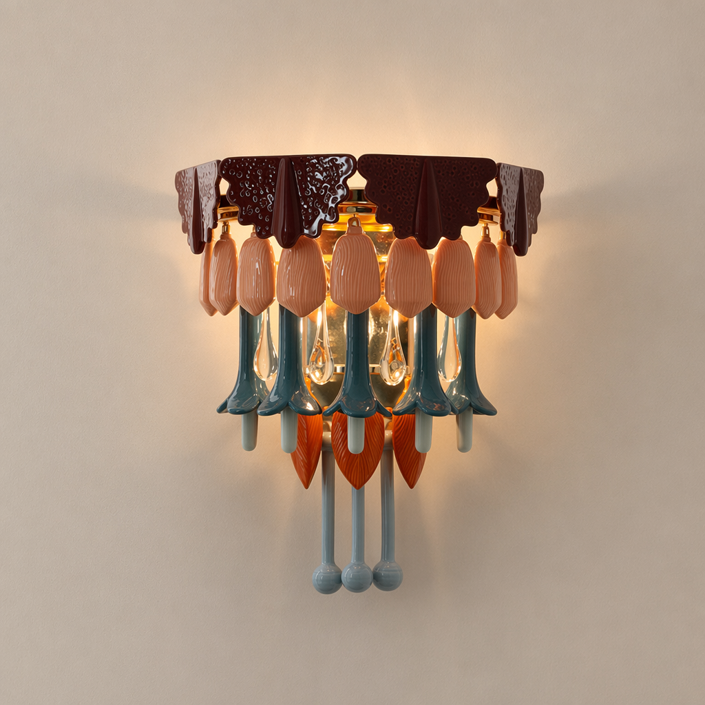 Colorful Ceramic Floral Wall Sconce - 13 13-clean-product-light-background