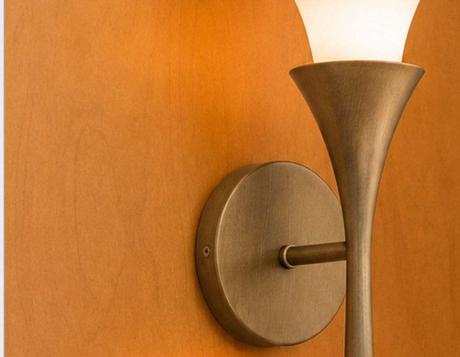 Sculptural Opal Glass and Alabaster Wall Sconce — detail backplate and arm