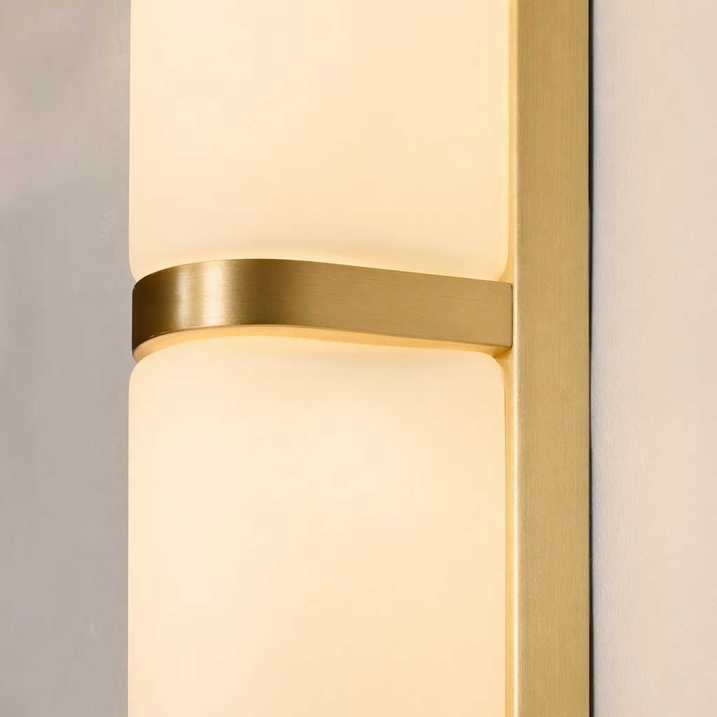 Modern Brushed Brass Milky Glass Wall Sconce - generated main 13 13-installation-detail