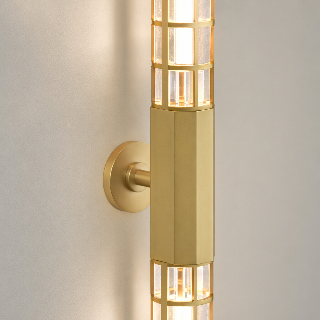 Modern Natural Brass Linear LED Wall Sconce - generated main 13 13-installation-detail