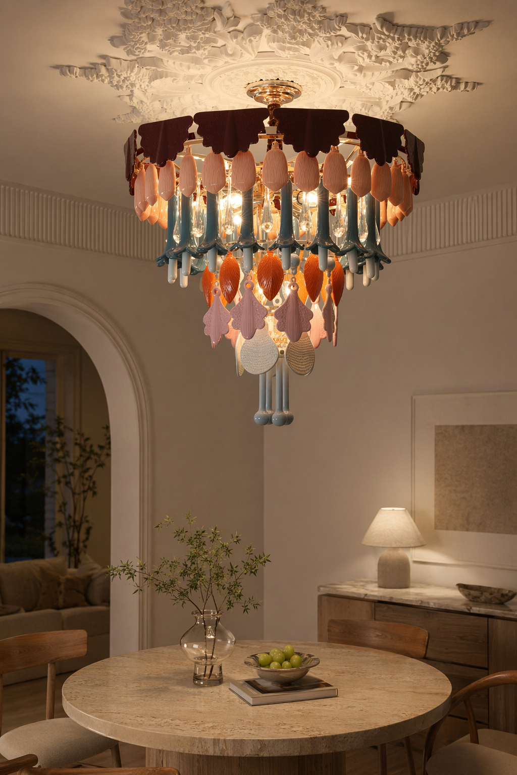Colorful Ceramic Lily of the Valley Chandelier - 13 13-lounge-evening