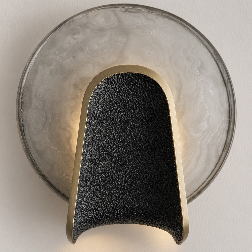 Modern Smoky Glass Round Wall Sconce - 13 13-material-close-up