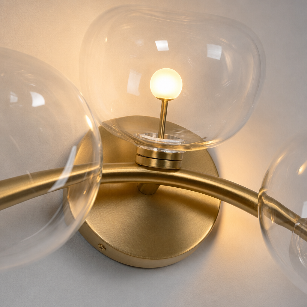 Modern Glass Globe Branch Wall Sconce in Natural Brass - product image 29
