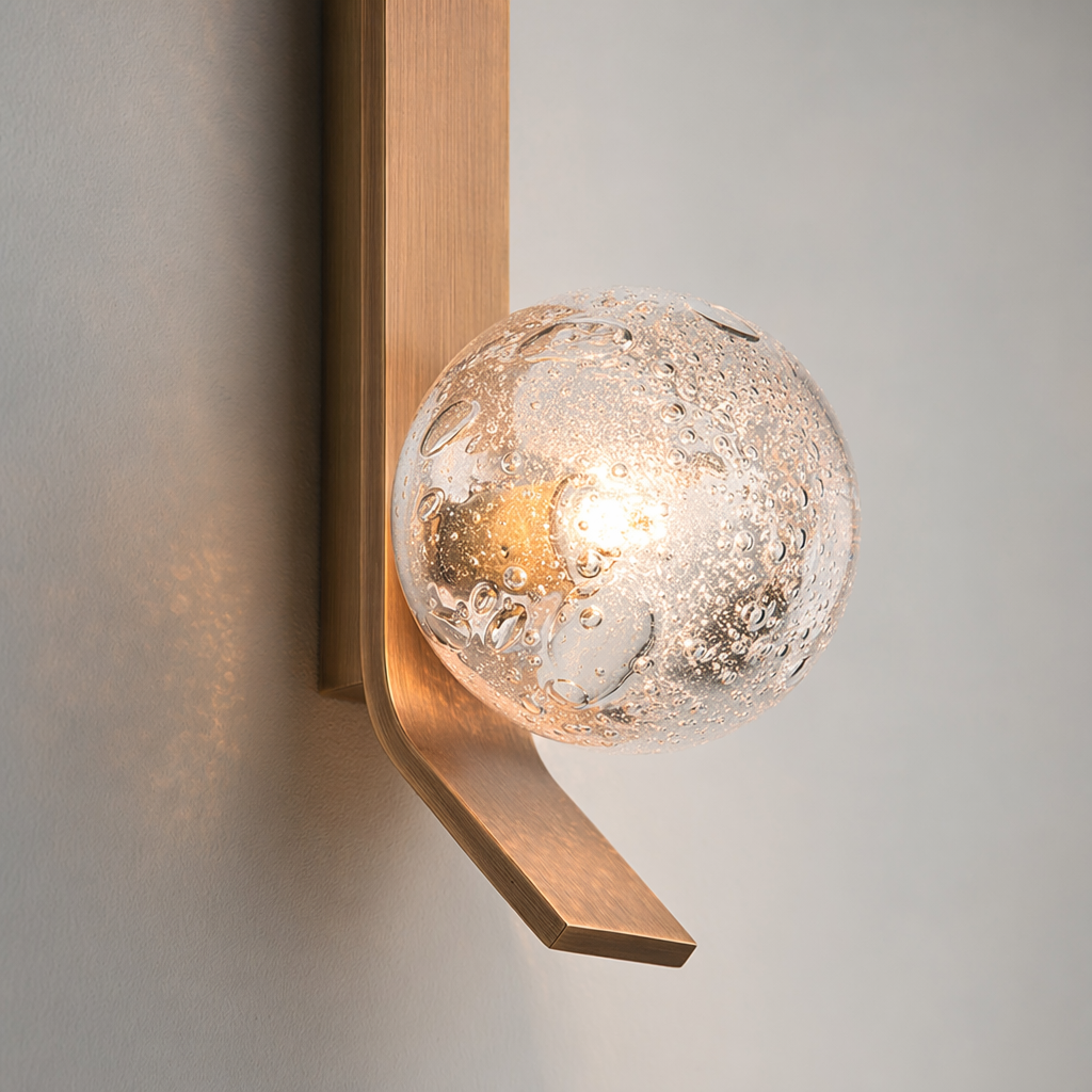 Modern Glass Globe Wall Sconce in Antique Brass - product image 14