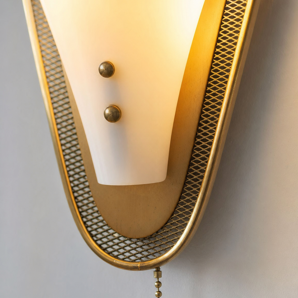 Sculptural White Petal Pull-Chain Wall Sconce material close up