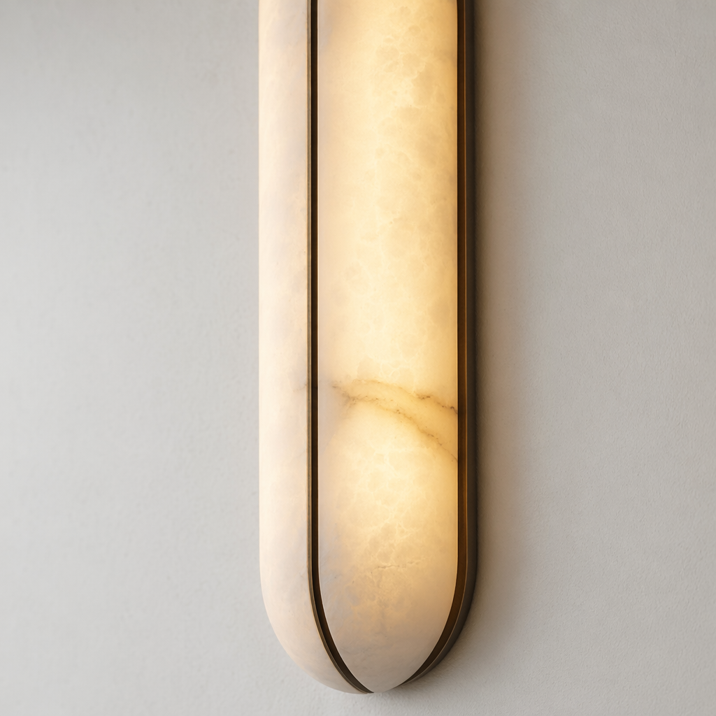 Spanish alabaster and copper frame material close-up