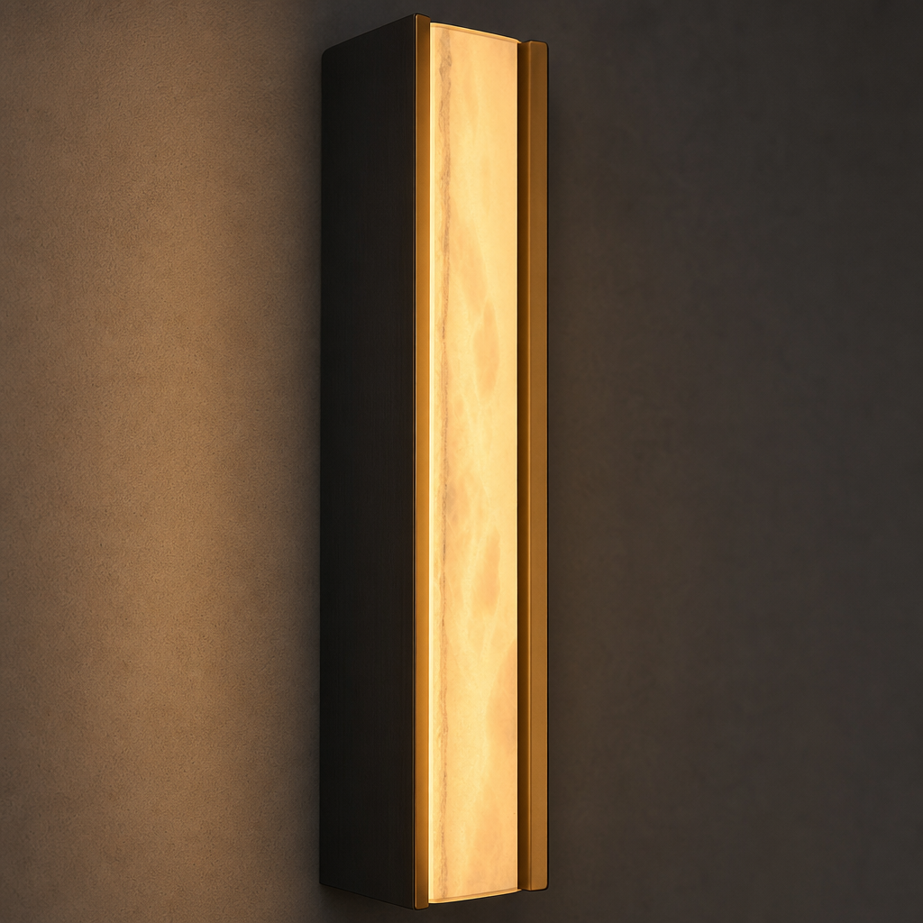 Modern Alabaster Linear Wall Sconce in Antique Brass - product image 14