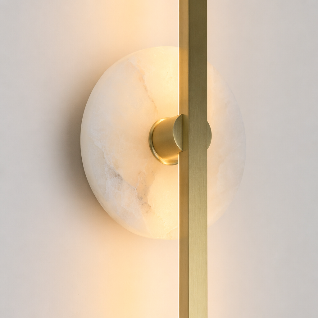 Modern Stone Disc Linear Wall Sconce in Natural Brass - product image 18