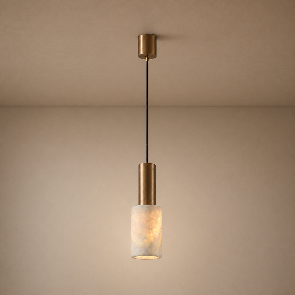 Modern Natural Stone Cylinder Pendant Light - generated main 01 01-hero-product