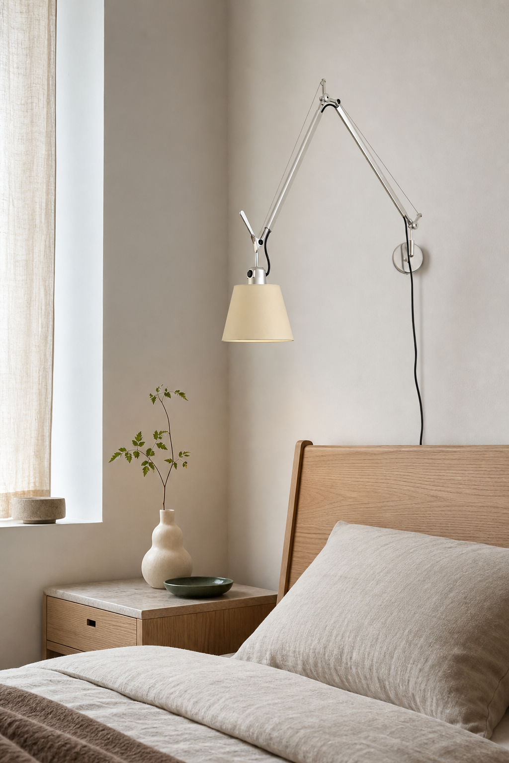 Bauhaus Adjustable Parchment Swing Arm Wall Light nordic bedroom