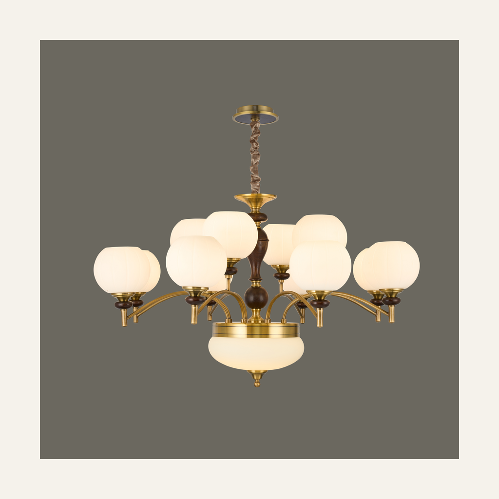 Orbemere Faceted Milk Glass and Ash Wood Chandelier supplier PSD real complete product photograph for 8+4-Light / 2-Tier