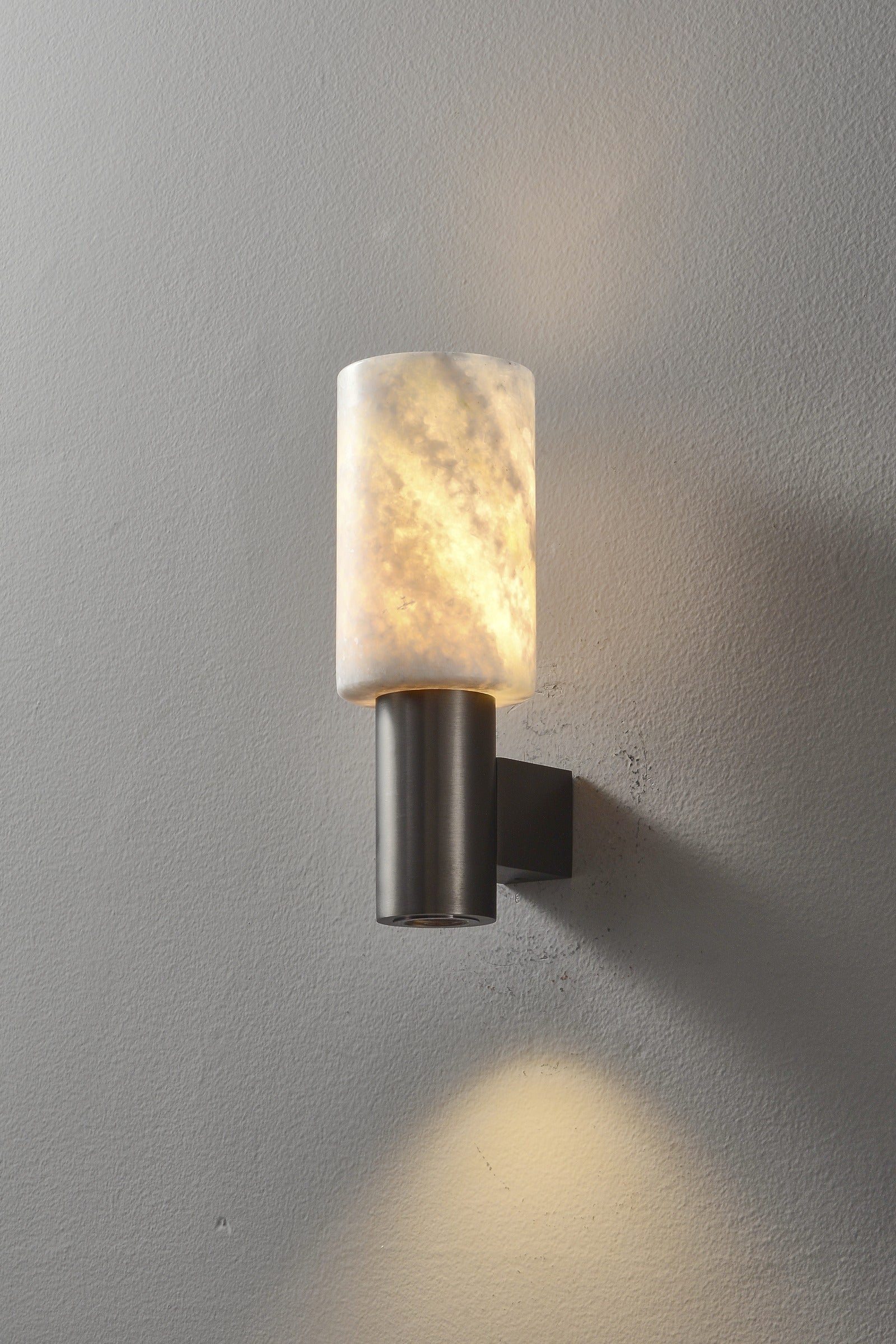 Modern Natural Stone Cylinder Wall Sconce - 13 13-real-angle-black-gold-wall-sconce