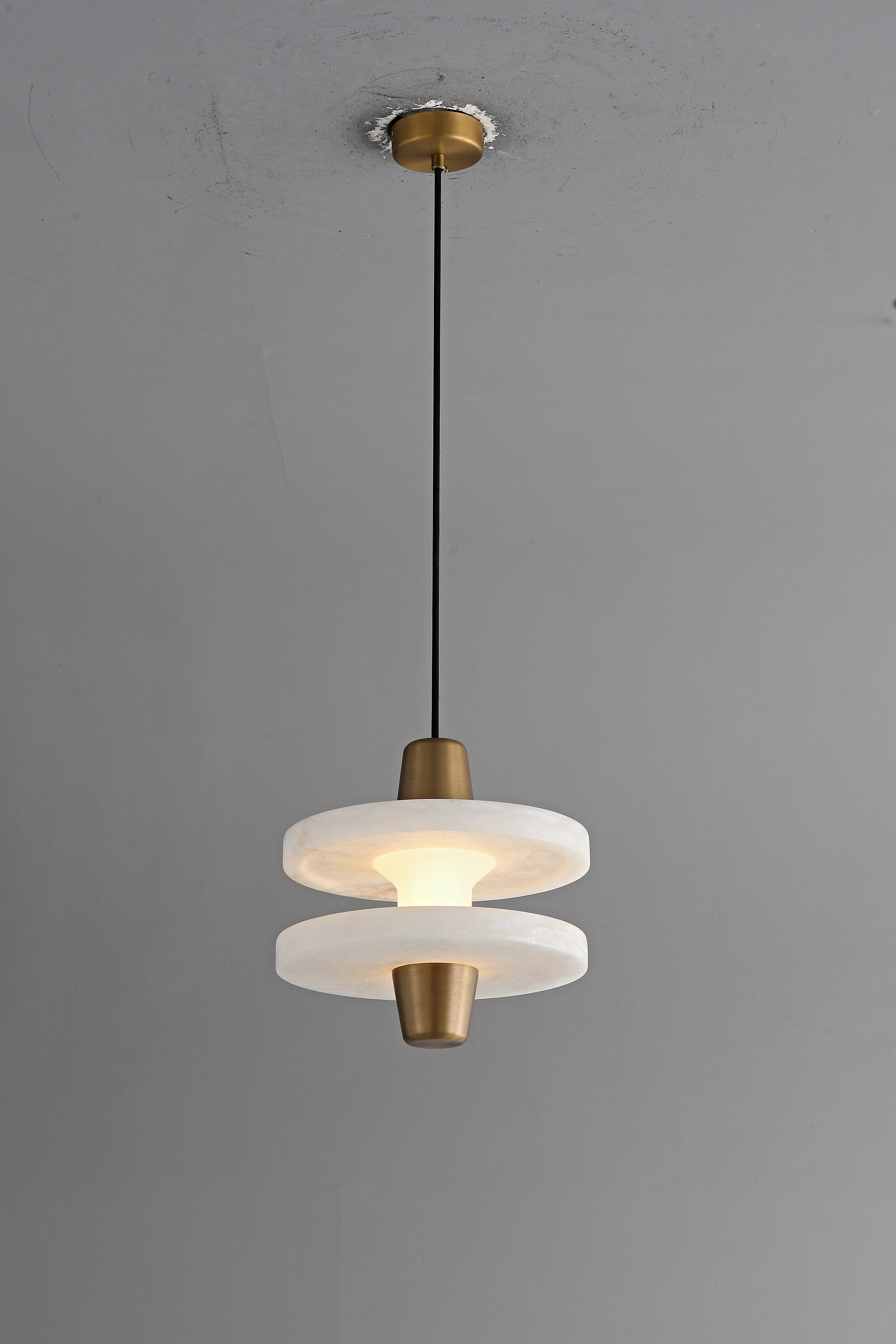 Modern Spanish Alabaster Disc Pendant Light - 13 13-real-hanging-glow