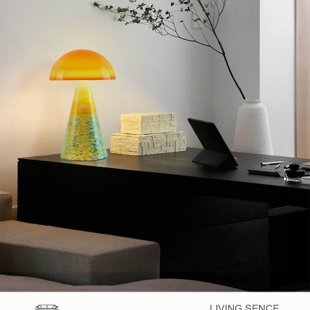 Modern Painted Mushroom Table Lamp - 17 13-real-square-image