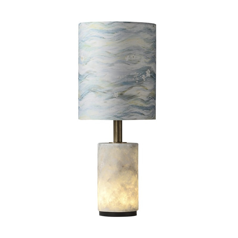 Modern Natural Stone Fabric Shade Table Lamp - 13 13-white-background-1