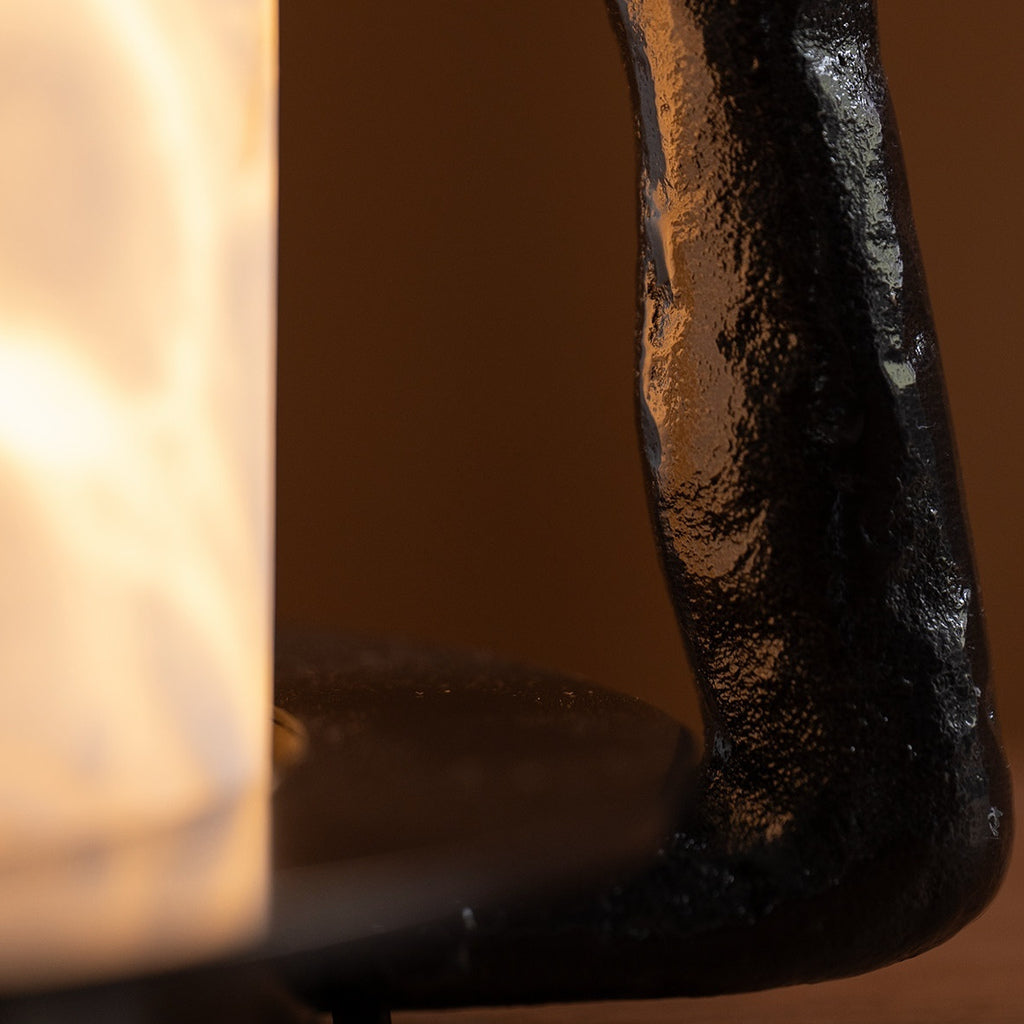 Sculptural Alabaster and Cast Brass Table Lamp — cast brass texture detail source