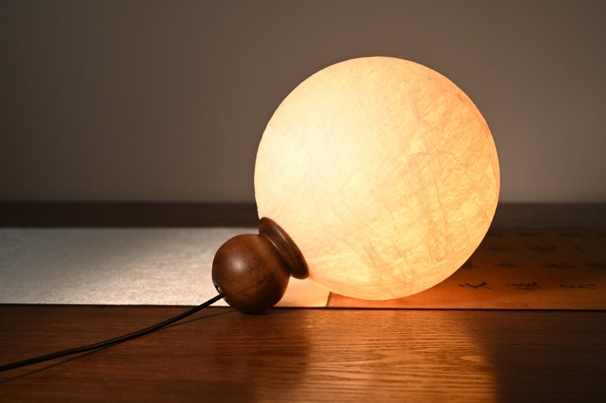 Modern Mulberry Silk Globe Pendant Light in Dark Walnut - 14 14-detail-cord-canopy