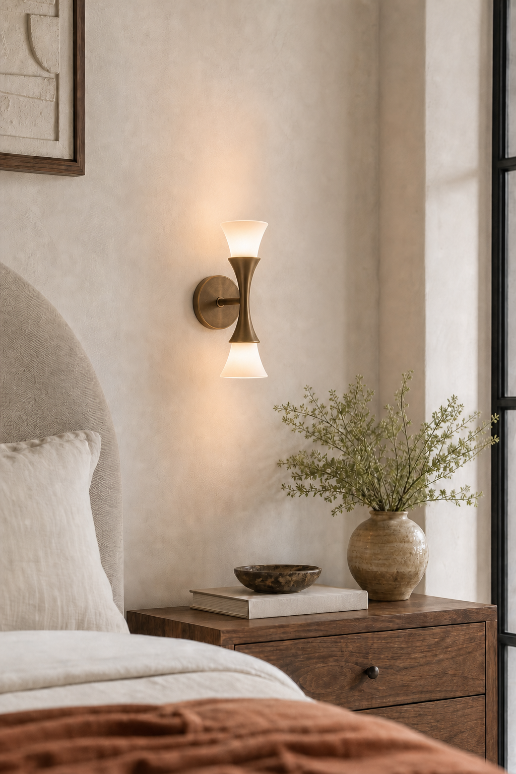 Sculptural Opal Glass and Alabaster Wall Sconce — Model B opal glass bedroom daylight
