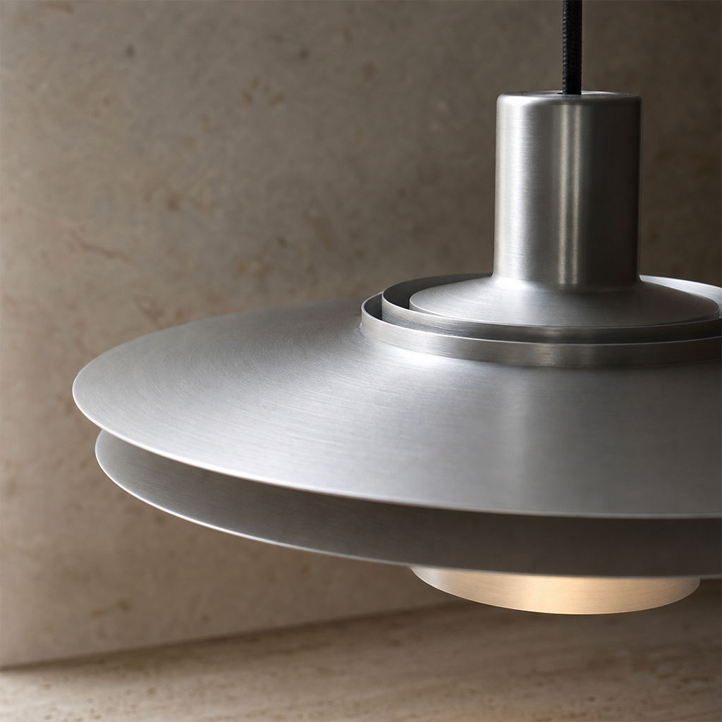 Layered Brushed Metal Pendant Light material close up