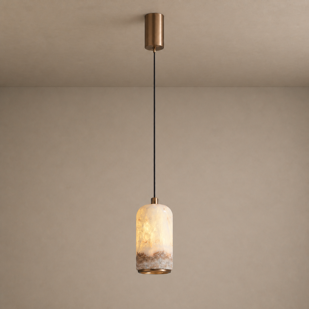 Modern Colorful Stone Cylinder Pendant Light - generated main 01 01-hero-product