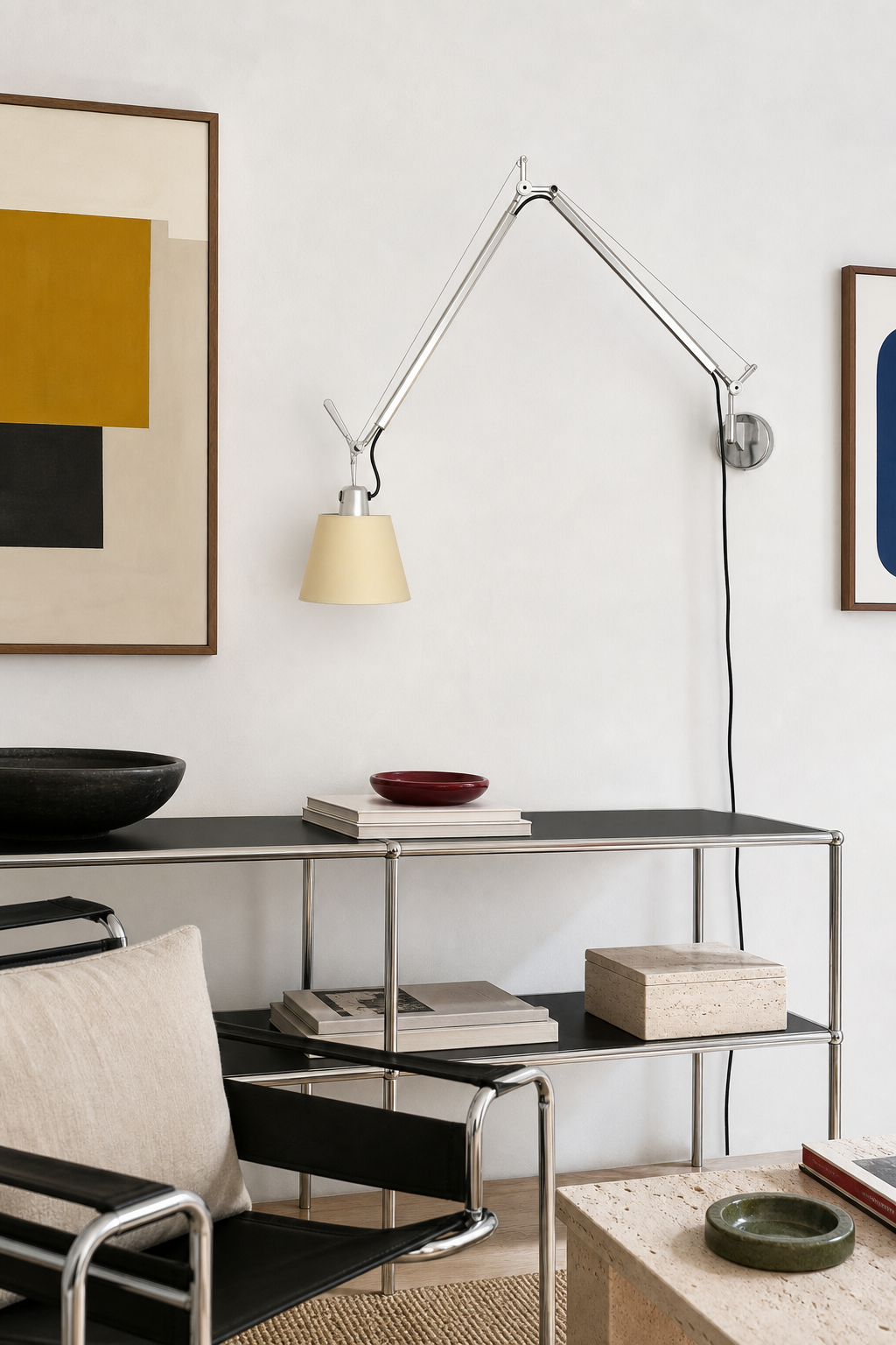 Bauhaus Adjustable Parchment Swing Arm Wall Light modern gallery