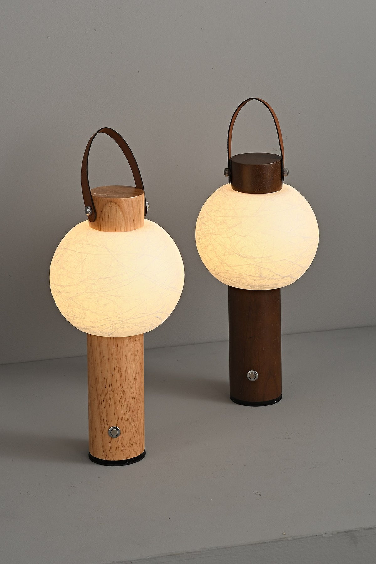 Portable Silk-Effect Acrylic Table Lamp in Wood Finishes - 14 14-product-handle-detail