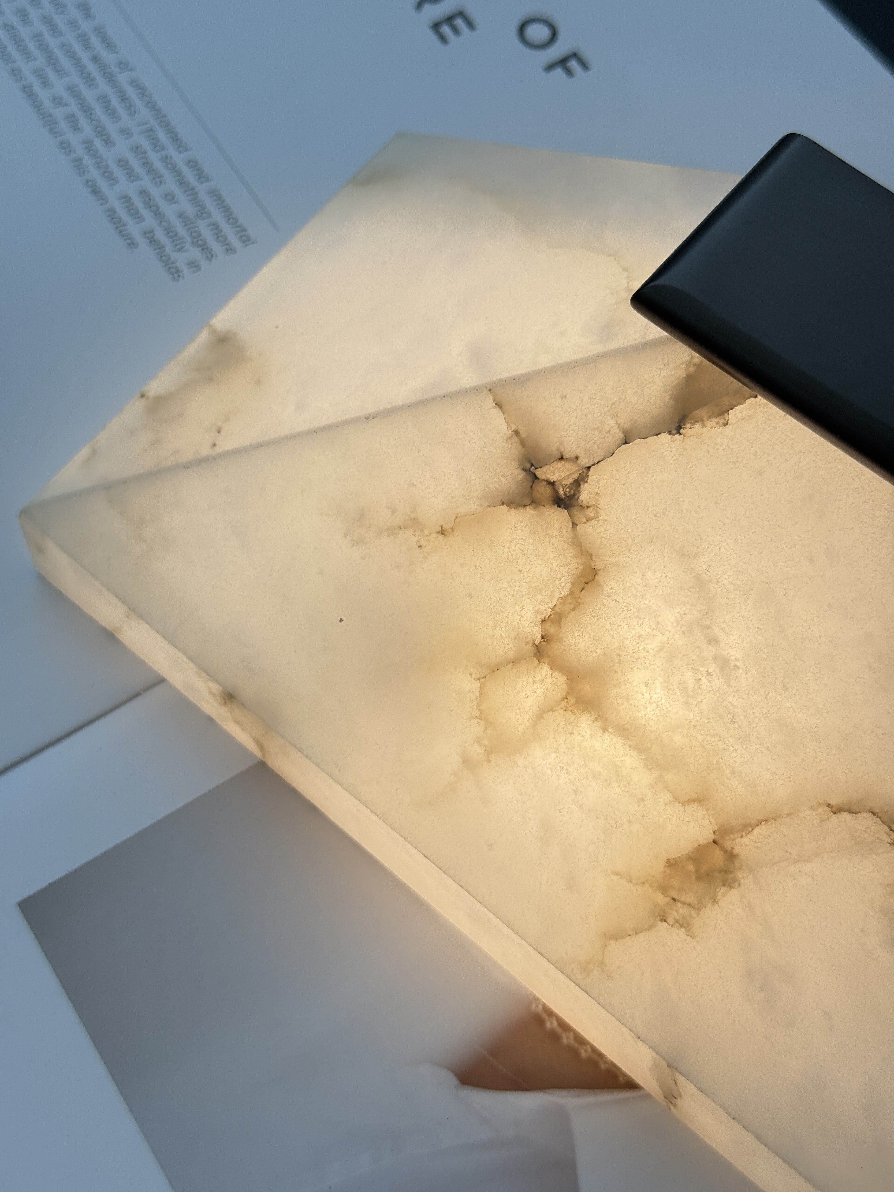 Modern Snowflake Alabaster Faceted Wall Sconce in Dark Bronze - 14 14-real-close-glow