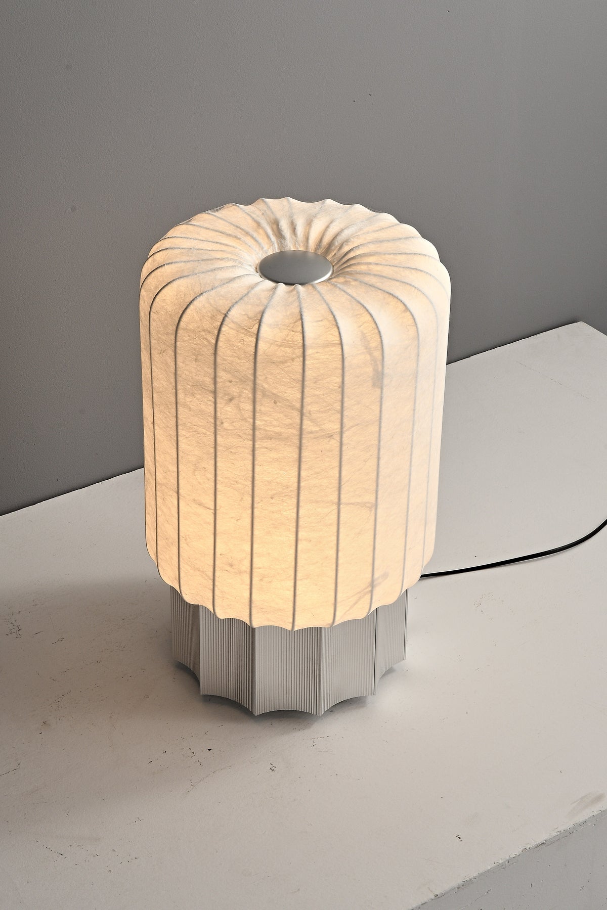 Modern Mulberry Silk Cylinder Table and Floor Lamp in Pewter Gray - 13 14-real-floor-lamp-shade