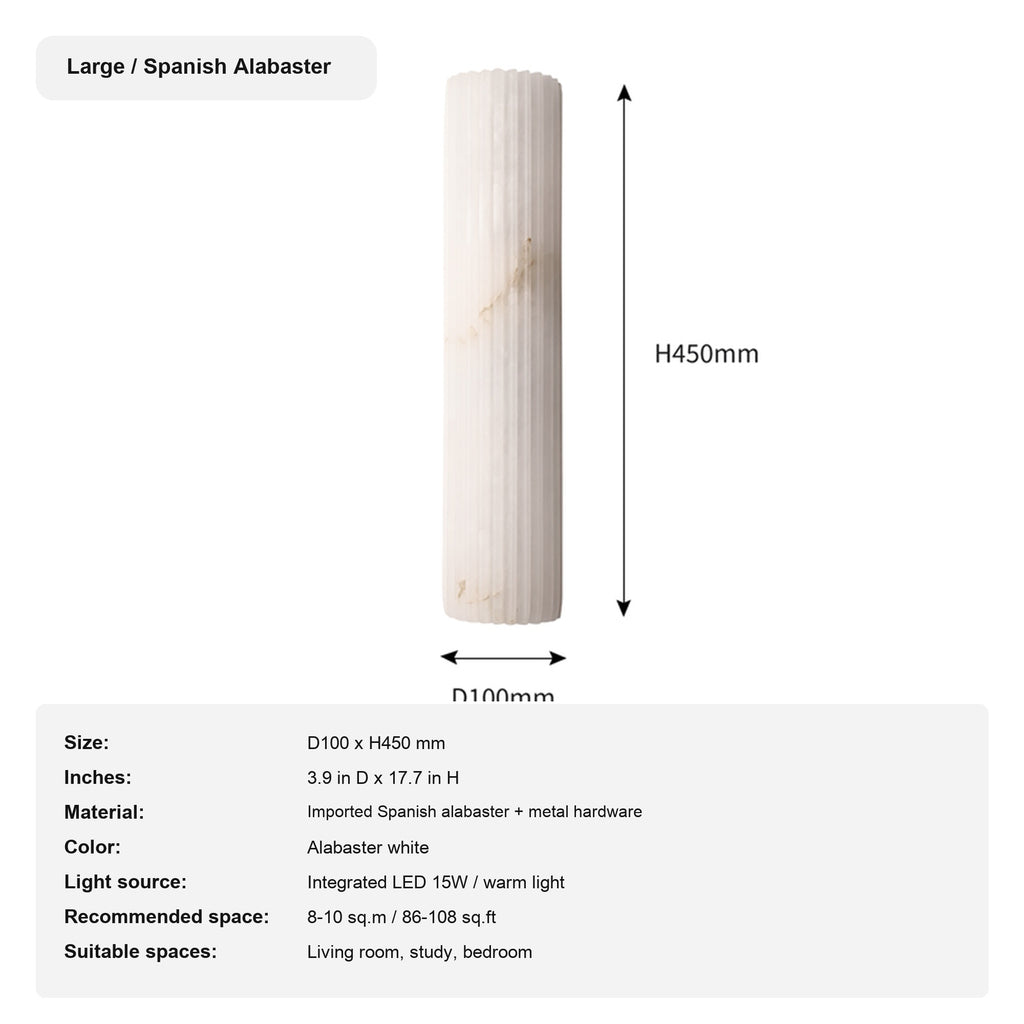 Modern Fluted Alabaster Wall Sconce - 14 sku large spanish alabaster white english