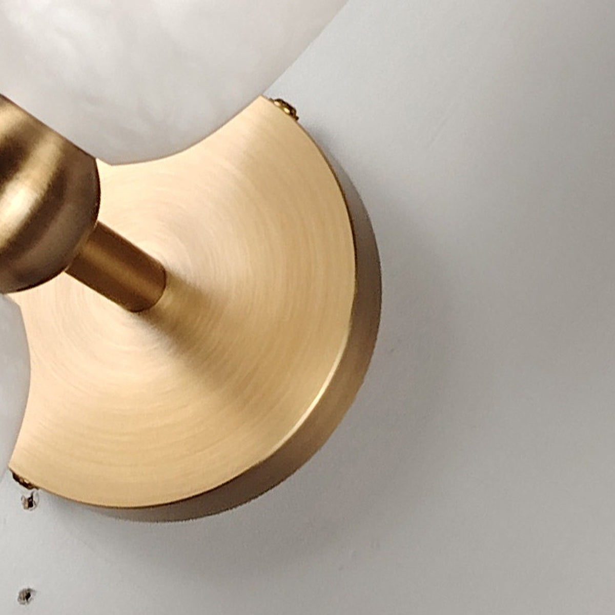 Double Alabaster Cylinder Wall Sconce brass backplate detail