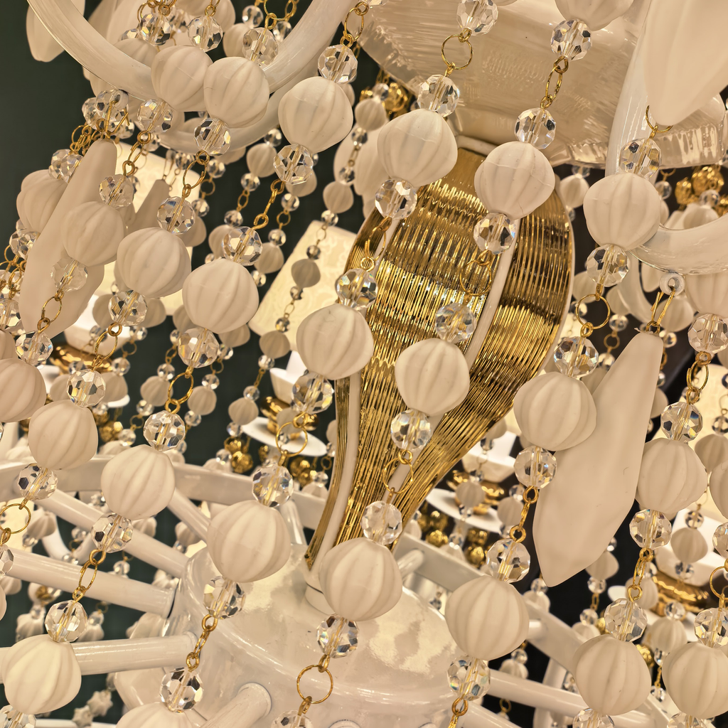 Ivorelle chandelier – ceramic bead and gold detail close-up