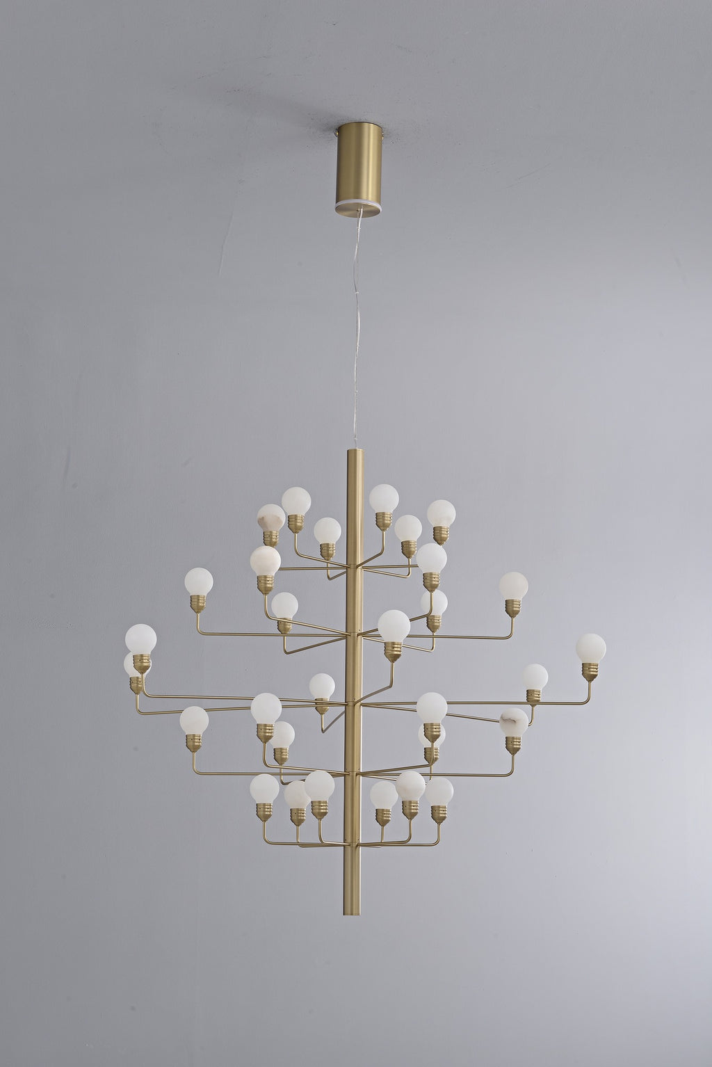 Modern Spanish Alabaster Branch Chandelier in Natural Brass - 15 real photo 11