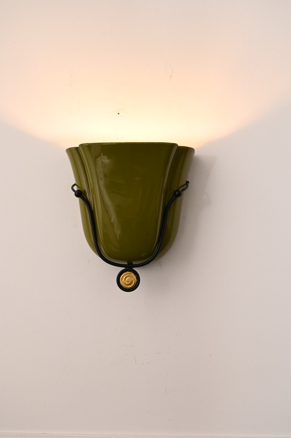 Modern Ceramic Cup Wall Sconce with Brass Accent - 15 15-real-shot-ceramic-cup-wall-sconce-brass-detail