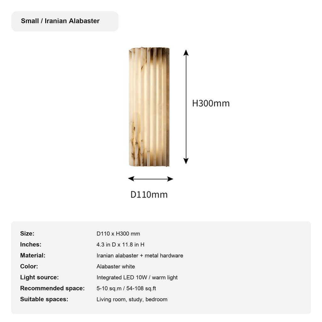 Modern Fluted Alabaster Wall Sconce - 15 sku small iranian alabaster white english