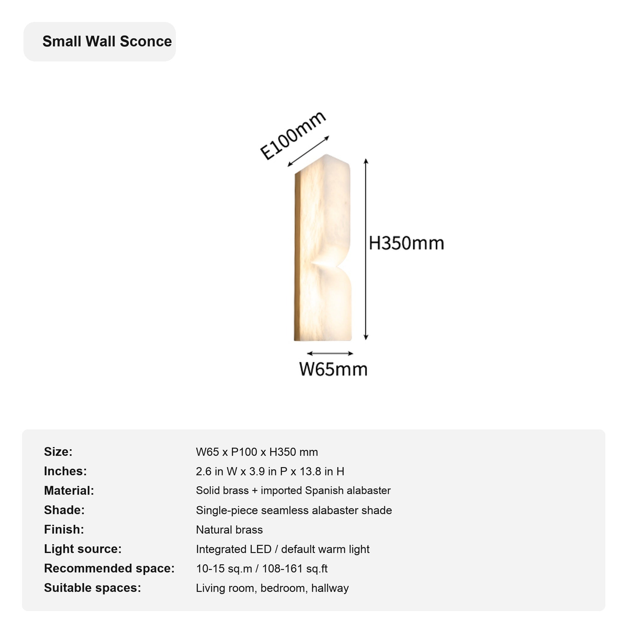 Modern Spanish Alabaster Linear Wall Sconce in Natural Brass - 15 sku small wall sconce english