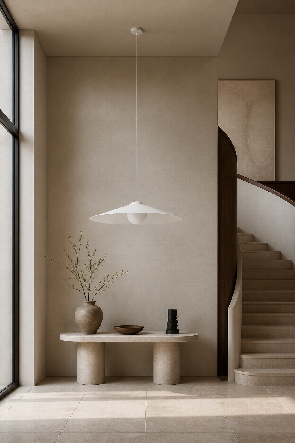 Velaire Sculptural Wing Pendant Light 70 cm installed or product view 4 with complete ceiling connection